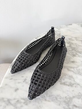 BILLINI Agatha Woven Pointed Toe Ballet Flats - Black